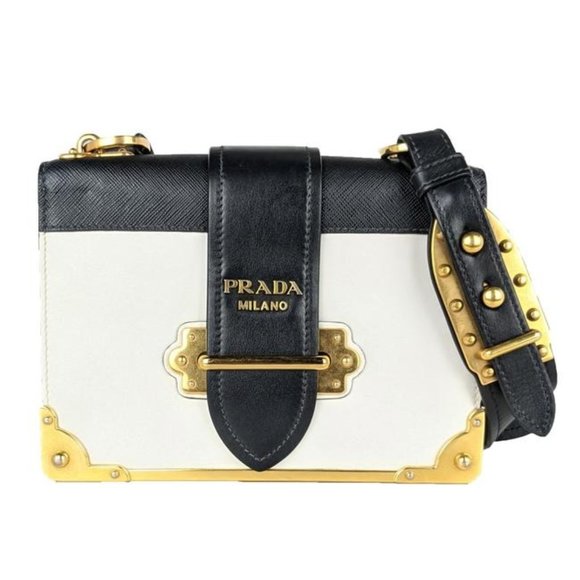 Prada Handbags - SOLD Prada Cahier Medium White Leather Crossbody Bag